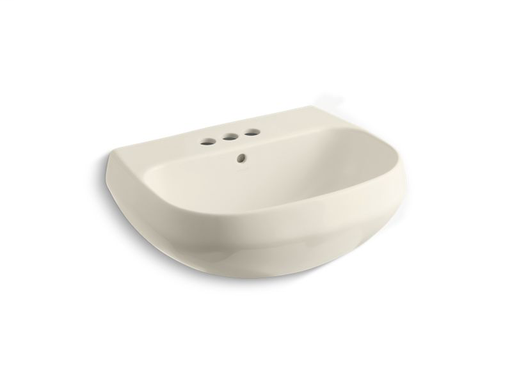 Wellworth® bathroom sink basin with 4" centerset faucet holes, Almond