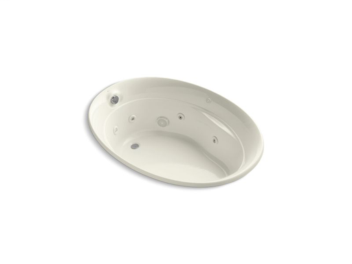 Serif® 60" x 43" drop-in whirlpool with custom pump location, reversible drain and heater, Biscuit
