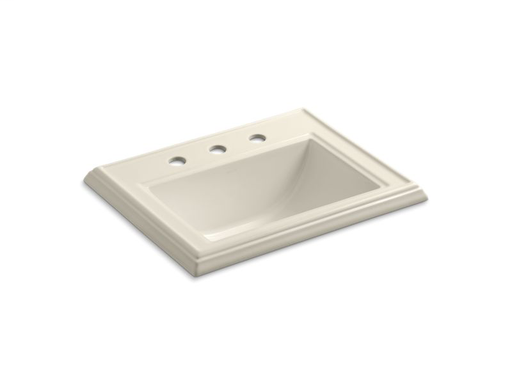 Memoirs® Classic drop-in bathroom sink with 8" widespread faucet holes, Almond