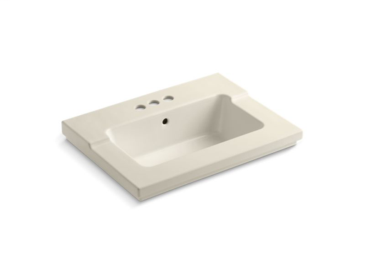 Tresham® vanity-top bathroom sink with 4" centerset faucet holes, Almond