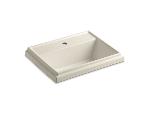 Tresham® rectangular drop-in bathroom sink with single faucet hole, Almond