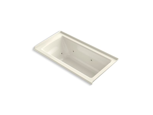 Archer® 60" x 30" alcove whirlpool with integral flange and right-hand drain, Biscuit