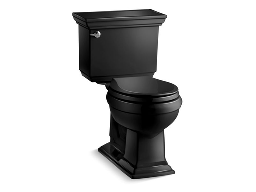Memoirs® Stately Comfort Height® two-piece round-front 1.28 gpf toilet with AquaPiston® flush technology, left-hand trip lever and Insuliner® tank liner, seat not included, Black Black