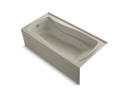 Mariposa® 72" x 36" alcove whirlpool with Bask® heated surface, integral apron and left-hand drain, Sandbar