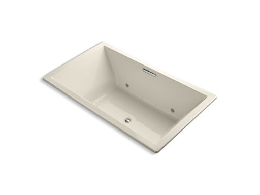 Underscore® Rectangle 72" x 42" drop-in BubbleMassage™ Air Bath with Bask® heated surface, chromatherapy and center drain, Almond