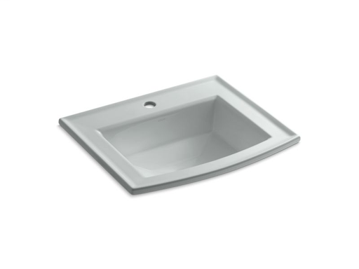 Archer® drop-in bathroom sink with single faucet hole, Ice™ Grey