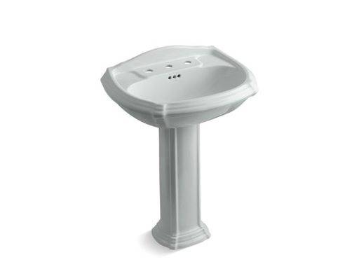 Portrait® pedestal bathroom sink with 8" widespread faucet holes, Ice™ Grey