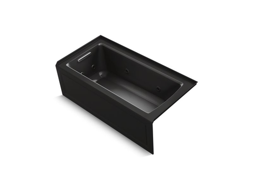 Archer® 60" x 30" alcove whirlpool with integral flange and left-hand drain, Black Black