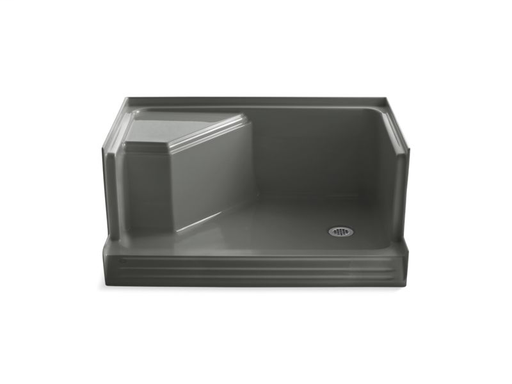 Memoirs® 48" x 36" single threshold right-hand drain shower base with integral seat at left, Thunder Grey