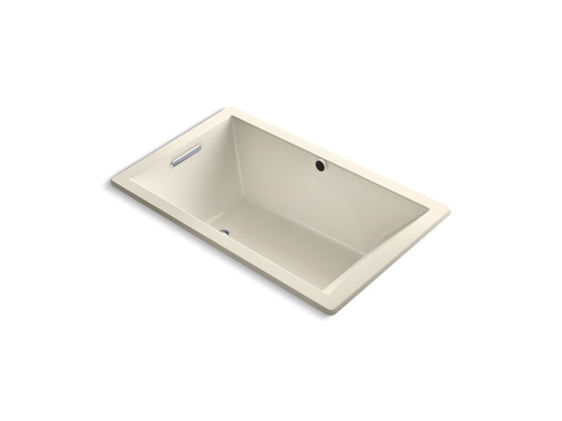 Underscore® Rectangle 60" x 36" drop-in bath with Bask® heated surface and end drain, Almond