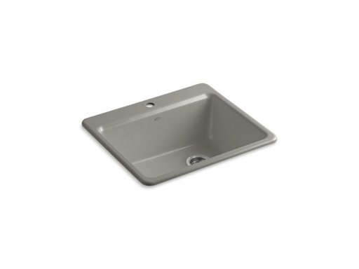 Riverby® 25" x 22" x 9-5/8" top-mount single-bowl kitchen sink with sink rack, Cashmere