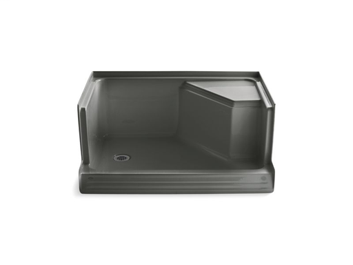 Memoirs® 48" x 36" single threshold left-hand drain shower base with integral seat at right, Thunder Grey