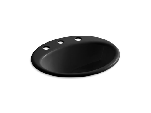 Farmington® drop-in bathroom sink with 8" widespread faucet holes, Black Black