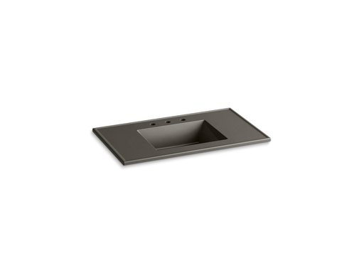 Ceramic/Impressions® 37" rectangular vanity-top bathroom sink with 8" widespread faucet holes, Cashmere Impressions