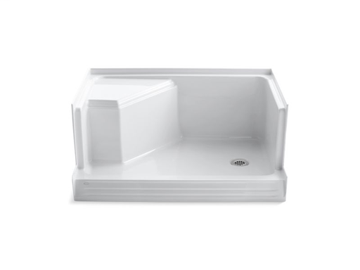Memoirs® 48" x 36" single threshold right-hand drain shower base with integral seat at left, White