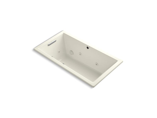 Underscore® Rectangle 60" x 32" drop-in whirlpool with heater without jet trim, Biscuit