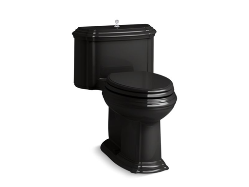 Portrait® Comfort Height® one-piece compact elongated 1.28 gpf toilet with AquaPiston® flush technology, lift knob actuator, concealed trapway and Glenbury™ Quiet-Close™ seat with Quick Release™ functionality, Black Black