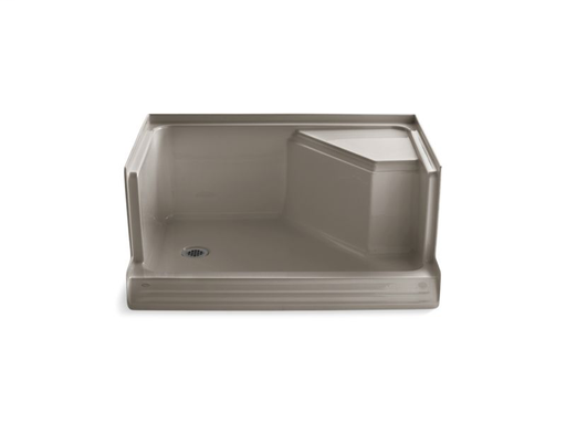 Memoirs® 48" x 36" single threshold left-hand drain shower base with integral seat at right, Cashmere
