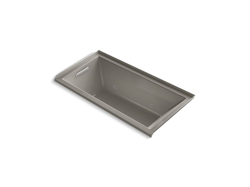 Underscore® Rectangle 60" x 30" alcove VibrAcoustic® bath with Bask® heated surface, integral flange, left-hand drain and chromatherapy, Cashmere