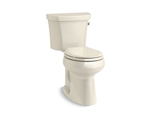 Highline® Comfort Height® two-piece round-front 1.28 gpf toilet with Class Five® flush technology and right-hand trip lever, seat not included, Almond