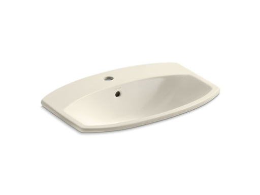 Cimarron® drop-in bathroom sink with single faucet hole, Almond