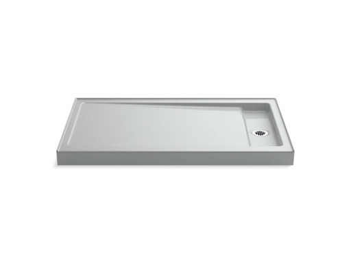 Bellwether® 60" x 34" single-threshold shower base with right center drain, Ice™ Grey