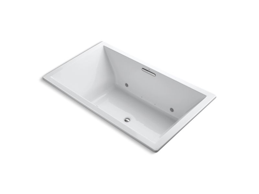Underscore® Rectangle 72" x 42" drop-in VibrAcoustic® + BubbleMassage™ Air Bath with Bask™ heated surface and chromatherapy and center drain, White