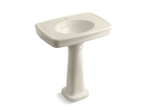 Bancroft® 30" pedestal bathroom sink with single faucet hole, Almond