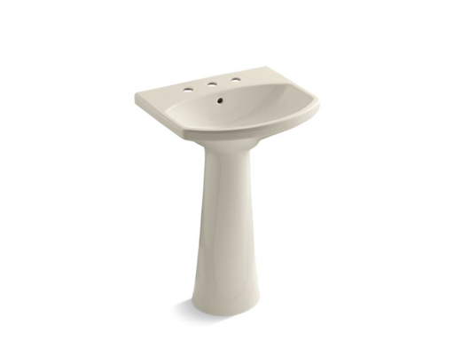 Cimarron® pedestal bathroom sink with 8" widespread faucet holes, Almond
