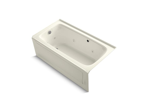 Bancroft® 60" x 32" alcove whirlpool with integral flange, left-hand drain and Bask® heated surface, Biscuit