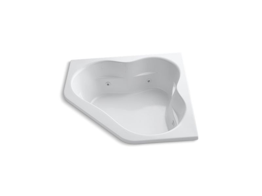 Tercet® 60" x 60" drop-in whirlpool with center drain, heater and custom pump location, White