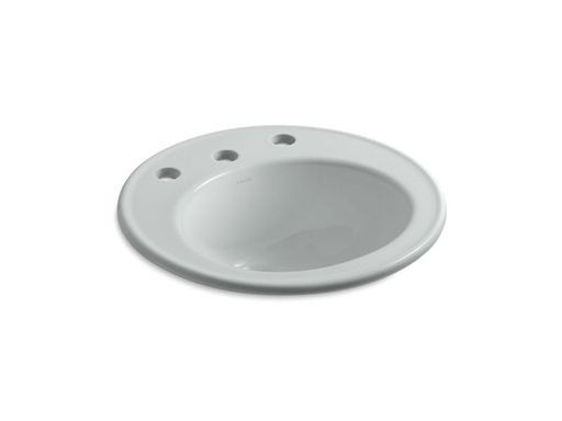Brookline® 19" diameter drop-in bathroom sink with 8" widespread faucet holes, Ice™ Grey