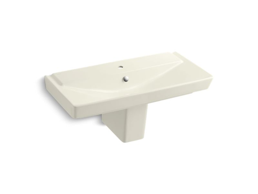 Rêve® 39" semi-pedestal bathroom sink with single faucet hole, Biscuit