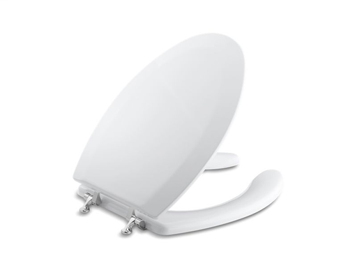 Triko™ elongated toilet seat with Polished Chrome hinges, White