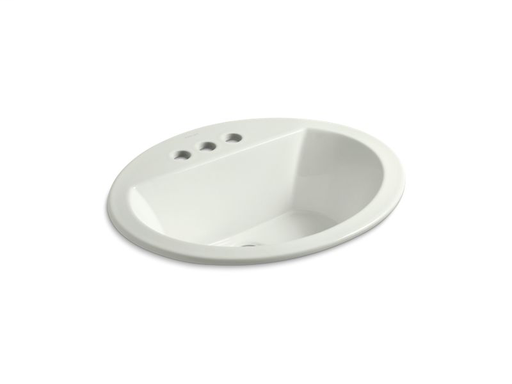 Bryant® oval drop-in bathroom sink with 4" centerset faucet holes, Dune