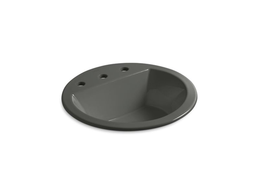 Bryant® round drop-in bathroom sink with 8" widespread faucet holes, Thunder Grey