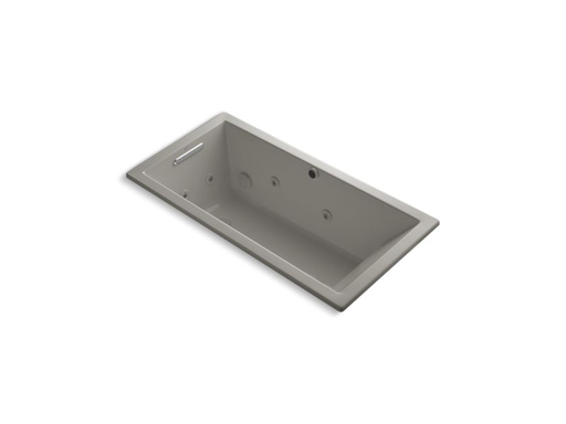 Underscore® Rectangle 60" x 30" drop-in whirlpool with heater without jet trim, Cashmere