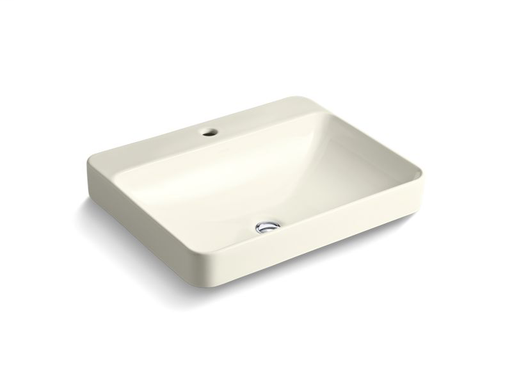 Vox® Rectangle vessel bathroom sink with single faucet hole, Biscuit