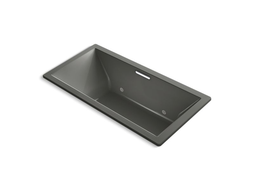 Underscore® Rectangle 72" x 36" drop-in VibrAcoustic® bath with Bask® heated surface and chromatherapy and center drain, Thunder Grey