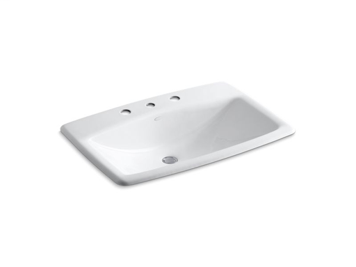 Man's Lav™ drop-in bathroom sink with widespread faucet holes, White