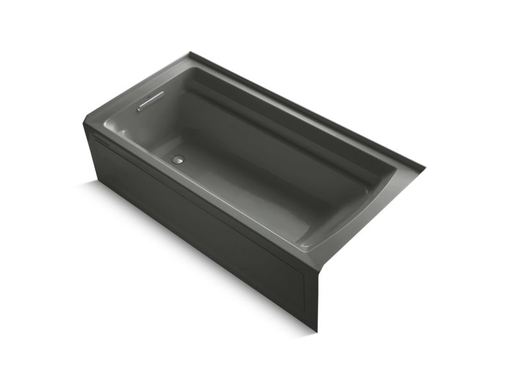 Archer® 72" x 36" alcove bath with Bask® heated surface and left-hand drain, Thunder Grey