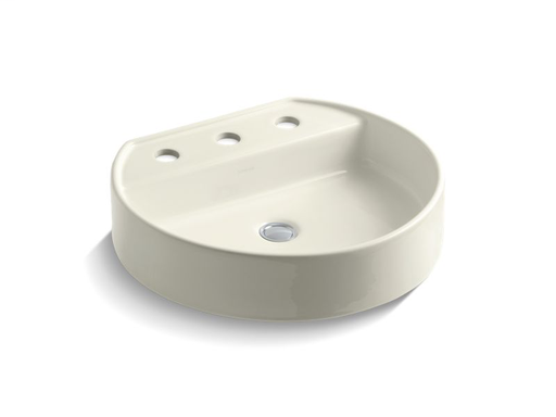 Chord® Wading Pool® bathroom sink with 8" widespread faucet holes, Biscuit