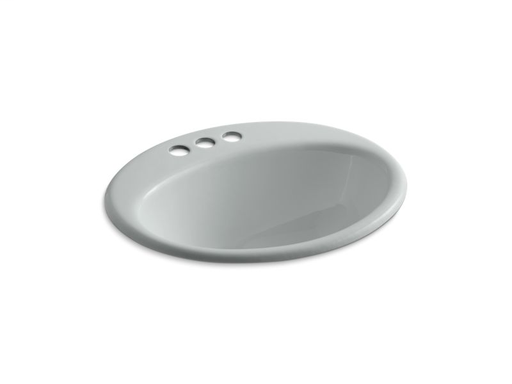 Farmington® drop-in bathroom sink with 4" centerset faucet holes, Ice™ Grey