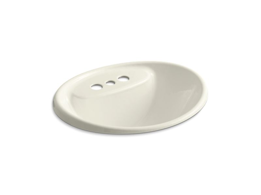 Tides® drop-in bathroom sink with 4" centerset faucet holes, Biscuit