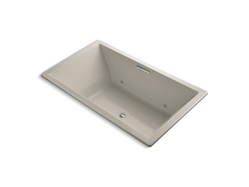 Underscore® Rectangle 72" x 42" drop-in BubbleMassage™ Air Bath with Bask® heated surface, chromatherapy and center drain, Sandbar