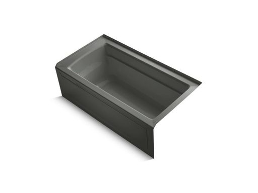 Archer® BubbleMassage™ Air Bath 60" x 32" three-wall alcove bath with integral apron, right-hand drain, Bask® heated surface and Comfort Depth® design, Thunder Grey