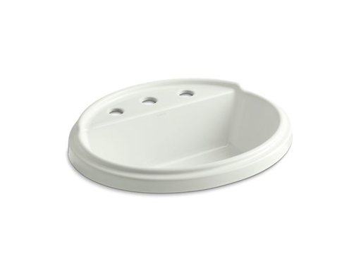 Tresham® oval drop-in bathroom sink with 8" widespread faucet holes, Dune