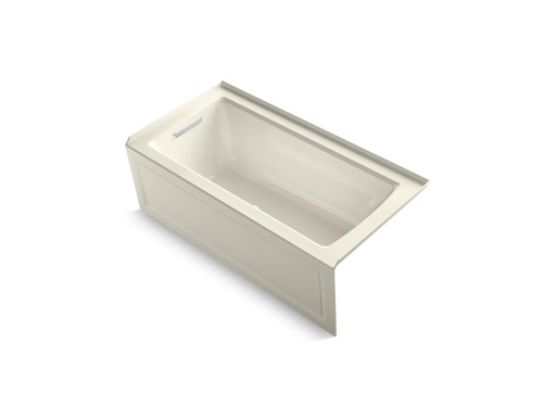 Archer® 60" x 30" alcove BubbleMassage™ Air Bath with integral apron and left-hand drain, Biscuit