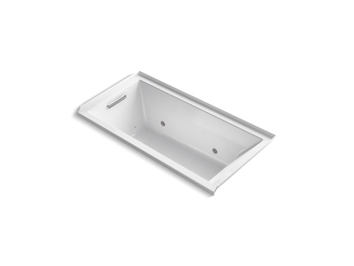 Underscore® 60" x 30" alcove VibrAcoustic® + BubbleMassage™ Air Bath with Bask™ heated surface, chromatherapy and left hand drain, White