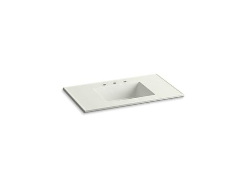 Ceramic/Impressions® 37" rectangular vanity-top bathroom sink with 8" widespread faucet holes, Dune Impressions